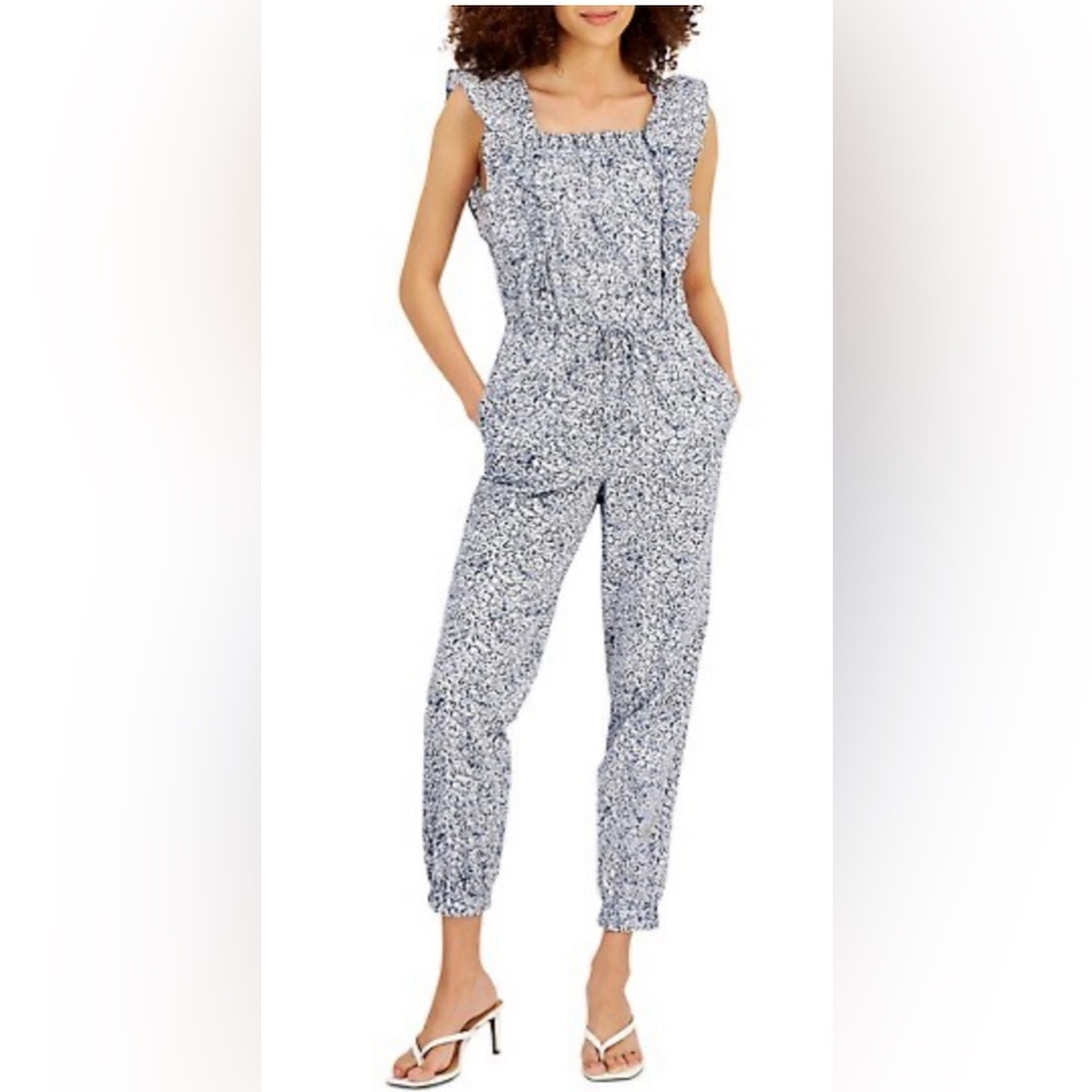 INC Riviera  blue pattern jumpsuit
